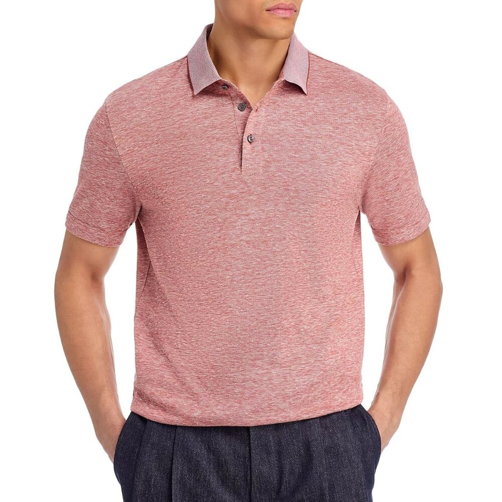 Hugo Boss Men's Short Sleeve BOSS Press Heathered Linen Polo Shirt Dark Orange
